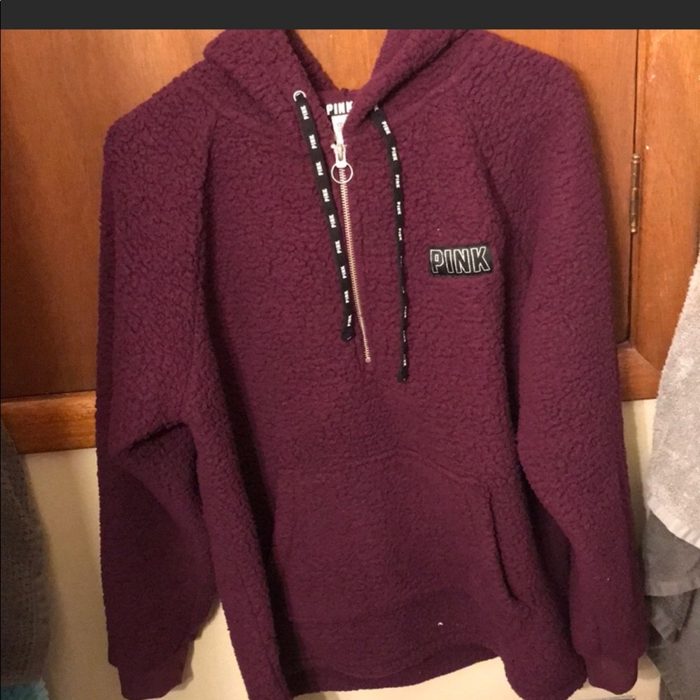 PINK half zip purple Sherpa jacket